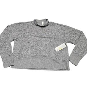 Z by Zella Funnel Neck Pullover Large Gray Heather Cropped Athleisure w Tags